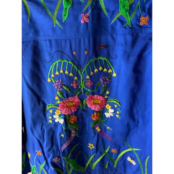 The Quacker Factory Embroidered Floral Jacket Women Sz Medium Full Zip Colorful - Picture 6 of 8